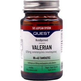 Quest Valerian 125mg Συμπλήρωμα Διατροφής με Εκχυλίσματα Βαλεριάνας 90+45 Ταμπλέτες