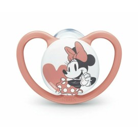 Nuk Space Mickey & Minnie Ορθοδοντική Πιπίλα Σιλικόνης για 0-6m+ με Θήκη Χρώμα Ροζ [10.730.716]