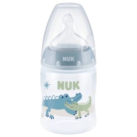 Nuk First Choice+ No Colic για 0-6m Κροκόδειλος Πλαστικό Μπιμπερό με Θηλή Σιλικόνης Medium Μέτριας Ροής & Δείκτη Ελέγχου Θερμοκρασίας 150ml
