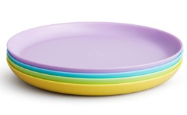 Munchkin Modern Multi Plates Παιδικά Ρηχά Πιάτα Κίτρινο, Πράσινο, Γαλάζιο, Μωβ για 6 Μηνών 4 Τεμάχια