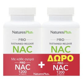 Natures Plus PROMO Pro NAC 1200 Συμπλήρωμα Διατροφής με Αντιοξειδωτική Δράση 60+60 Ταμπλέτες