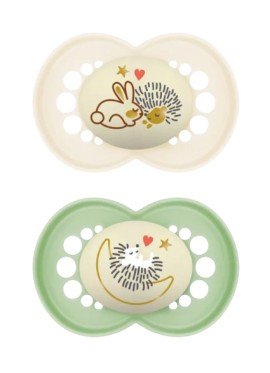 Mam Original Night Πιπίλα Σιλικόνης - Λάμπει στο Σκοτάδι 6-16m Πράσινο - Εκρού 2 Τεμάχια [160SUc]