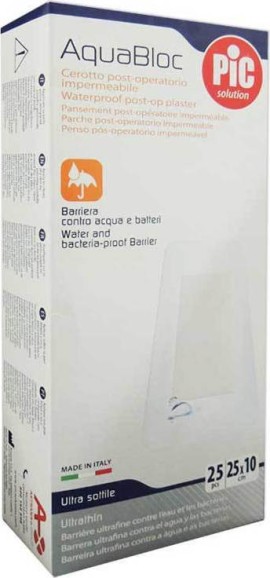 Pic Solution Aquabloc Αυτοκόλλητες Αδιάβροχες Γάζες [25x10cm] 25 Τεμάχια