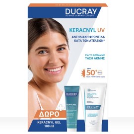 Ducray PROMO Keracnyl UV SPF50+ Fluid Λεπτόρρευστη Αντηλιακή Κρέμα για Δέρμα με Τάση Ακμής 50ml & ΔΩΡΟ Keracnyl Foaming Gel Face & Body Αφρίζον Τζελ Καθαρισμού Προσώπου & Σώματος για Επιδερμίδες με Τάση Ακμής 100ml