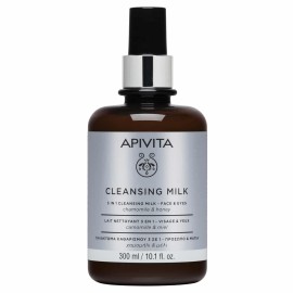 Apivita Mini 3 In 1 Cleansing Milk Face Eyes With Chamomile - Honey Γαλάκτωμα Καθαρισμού 300ml