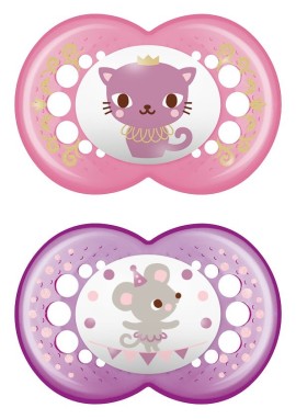 Mam Original Ορθοδοντική Πιπίλα Σιλικόνης για 16m+ & Θήκη Ροζ - Μωβ 2 Τεμάχια [250SG]