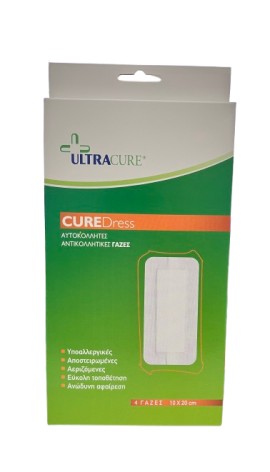 Gold Med Ultra Cure Cure Dress Αυτοκόλλητες Αντικολλητικές Γάζες 10x20cm 4 Τεμάχια