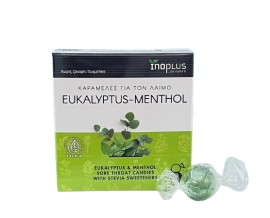 InoPlus Eukalyptus & Menthol Καραμέλες για τον Λαιμό Χωρίς Ζάχαρη με Ευκάλυπτο & Μενθόλη 50gr