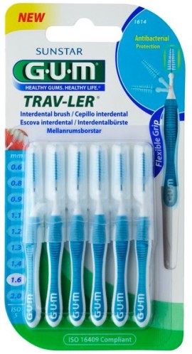 Sunstar GUM Trav-Ler Fine Tapered 1.6mm Μεσοδόντια Βουρτσάκια 6 Τεμάχια [1614]