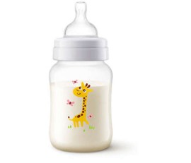 Philips Avent Anti-Colic Πλαστικό Μπιμπερό με Θηλή Σιλικόνης Αργής Ροής κατά των Κολικών 1m+ Σχέδιο Καμηλοπάρδαλη SCF821/12 260ml