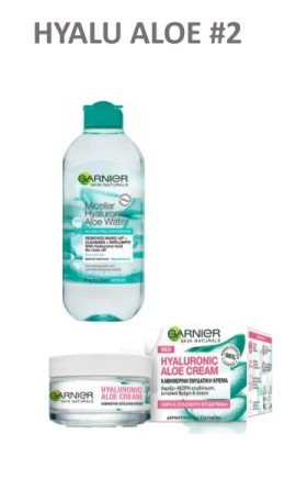 Garnier BUNDLE Micellar Hyaluronic Aloe Water Νερό Καθαρισμού Προσώπου 400ml - Hyaluronic Aloe Cream Ενυδατική Κρέμα Προσώπου για Ξηρές - Ευαίσθητες Επιδερμίδες 50ml