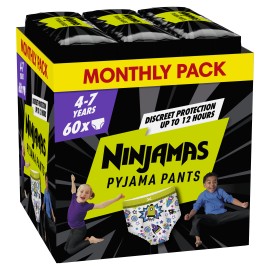 Pampers Ninjamas Pyjama Night Pants Monthly Pack για Αγόρι 4-7 ετών 60 Πάνες - Βρακάκι [17-30kg]