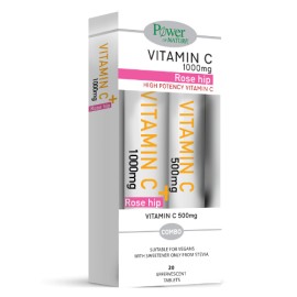 Power of Nature PROMO Vitamin C 1000mg Rose Hip Προστασία του Ανοσοποιητικού Συστήματος 20 Αναβράζοντα Δισκία - Vitamin C 500mg 20 Αναβράζοντα Δισκία