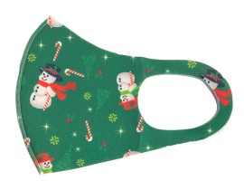 Χριστουγεννιάτικη Υφασμάτινη Μάσκα Ενηλίκων Χιονάνθρωπος Πράσινο Classic 1 Τεμάχιο