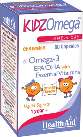 Health Aid KIDZ Omega Συμπλήρωμα Διατροφής με Ω3 Λιπαρά Οξέα με Γεύση Πορτοκάλι 60 Μασώμενες Κάψουλες
