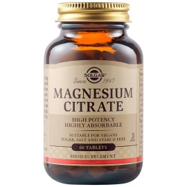 Solgar  Magnesium  Citrate 200mg Συμπλήρωμα Διατροφής Μαγνησίου 60 Ταμπλέτες