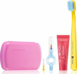 Curaprox Travel Set Φροντίδα Στοματικής Υγιεινής Χρώματος Ροζ
