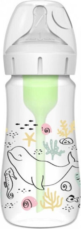 Dr. Browns Natural Flow Options+ Πλαστικό Μπιμπερό για 0m+ με Φαρδύ Λαιμό & Θηλή Σιλικόνης Ocean 270ml