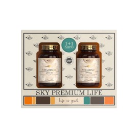 Sky Premium Life PΡΟΜΟ Vitamin D3 2500IU 60 Δισκία & Vitamin C 500mg 2x60 Δισκία Παρατεταμένης Αποδέσμευσης