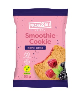 Frank & Oli Smoothie Cookie Raspberry & Blackberry Μαλακό Μπισκότο Βρώμης με Γέμιση από Σμέουρα & Βατόμουρα 50g
