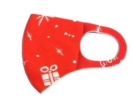 Χριστουγεννιάτικη Υφασμάτινη Μάσκα Ενηλίκων Κόκκινη με Άσπρη Χιονονιφάδα Classic 1 Τεμάχιο