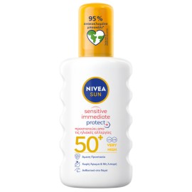 Nivea Sun Sensitive Immediate Protect Spray SPF50+ Αντηλιακό Γαλάκτωμα Προσώπου - Σώματος Προστατεύει από τις Ηλιακές Αλλεργίες 200ml