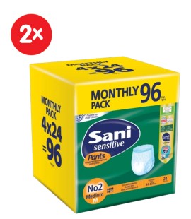Sani SET Sensitive Pants Monthly Pack Medium No2 Ελαστικό Εσώρουχο Ακράτειας 192 Τεμάχια [8 Πακέτα x 24 Τεμάχια]