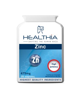 Healthia Zinc 475mg Συμπλήρωμα Διατροφής με Ψευδάργυρο 120 Κάψουλες