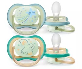 Avent Philips Ultra Air Night Πιπίλα Σιλικόνης Νυκτός για 0-6m Γαλάζιο / Πράσινο 2 Τεμάχια [SCF376/17]