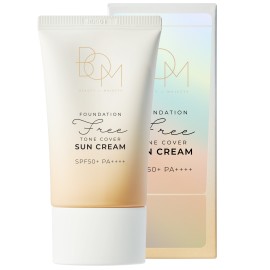 BOM Foundation Free Toner Cover Sun Cream SPF50+ PA++++ για Ελαφριά Κάλυψη Φυσική Beige Απόχρωση 50gr