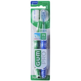 GUM 1528 Pro Medium Οδοντόβουρτσα Μέτρια Πράσινο - Μπλε 2 Τεμάχια