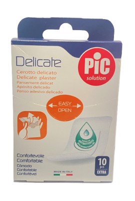 Pic Solution Delicate Plaster Απαλά Αυτοκόλλητα Επιθέματα με Αντιβακτηριακό Μαξιλαράκι 50x70mm 10 Τεμάχια