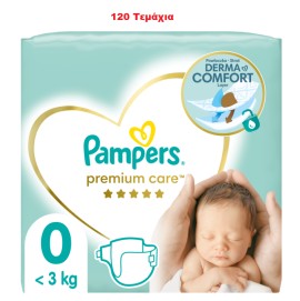 Pampers Premium Care Μέγεθος 0 [<3kg] 120 Πάνες [4 Πακέτα x 30 Τεμάχια]