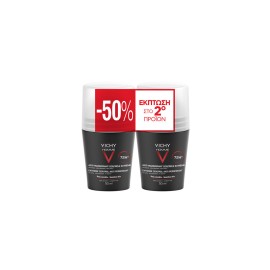 Vichy Homme 72h Deodorant For Extreme Anti Perspirant Αποσμητικό Roll on 2x50ml -50% Έκπτωση στο 2ο Προϊόν