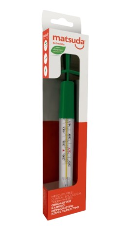 Matsuda Θερμόμετρο Πλακέ Χωρίς Υδράργυρο με Πλαστική Λαβή για Εύκολη Πτώση της Θερμοκρασίας 1 Τεμάχιο