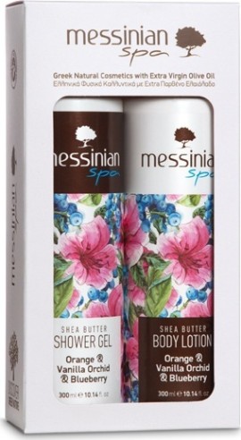 Messinian Spa PROMO Orange, Vanilla Orchid & Blueberry Shower Gel Ενυδατικό Αφρόλουτρο Πορτοκάλι, Βανίλια, Ορχιδέα και Μύρτιλο 300ml - Body Lotion Ενυδατικό Γαλάκτωμα Σώματος 300ml