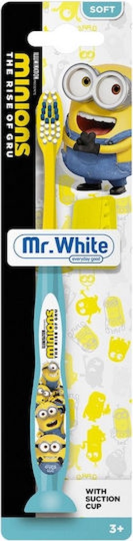 Mr.White Minions Soft Παιδική Οδοντόβουρτσα με Κίτρινο Καπάκι για  3+ Ετών Μαλακή 1 Τεμάχιο
