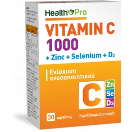 Health Pro Vitamin C 1000 + Zinc + Selenium + D3, Συμπλήρωμα Διατροφής για Ενίσχυση του Ανοσοποιητικού 30 Ταμπλέτες