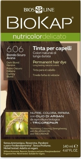 Biokap Nutricolor Delicato No6.06 Dark Blond Havana Βαφή Μαλλιών Ξανθό Σκούρο Ανανά 140ml