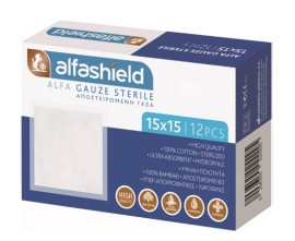 Karabinis Alfashield Αποστειρωμένες Γάζες 15cm x 15cm 12 Τεμάχια