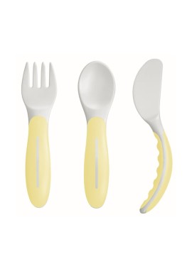 Mam Baby’s Cutlery 6m+ Κίτρινο Εκπαιδευτικό Πιρουνάκι, Κουταλάκι, Μαχαιράκι 3 Τεμάχια [515U]