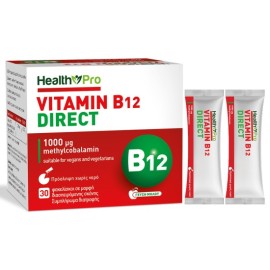 Health Pro Vitamin B12 Direct 1000μg για το Νευρικό Σύστημα Δεν Χρειάζεται Νερό Μήλο 30 Φακελίσκοι