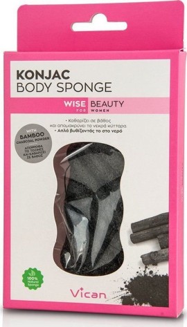 Vican Konjac Body Sponge Bamboo Charcoal Powder 1 Τεμάχιο