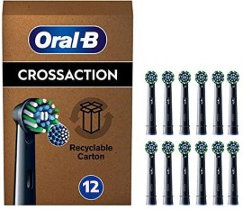 Oral B Cross Action Black Ανταλλακτικές Κεφαλές Ηλεκτρικής Οδοντόβουρτσας Μαύρο 12 Τεμάχια