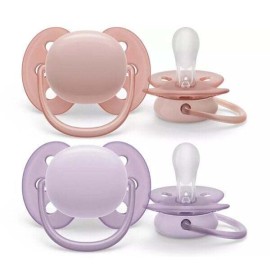 Avent Philips Ultra Soft Πιπίλες Σιλικόνης για 0-6m+ Κορίτσι Ροζ - Μωβ 2 Τεμάχια [SCF091/32]