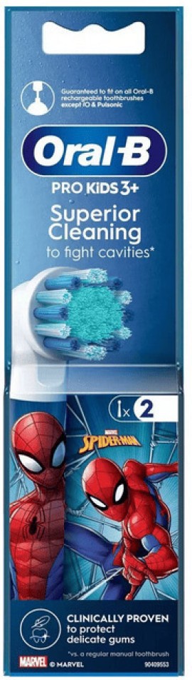 Oral B Kids 3+ Spiderman Ανταλλακτικές Κεφαλές Παιδικής Ηλεκτρικής Οδοντόβουρτσας 2 Τεμάχια