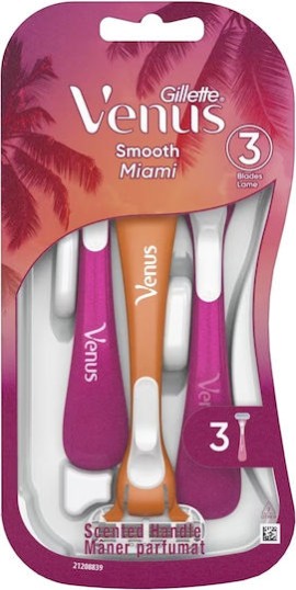 Gillette Venus Smooth Miami Vibes Γυναικεία Ξυραφάκια μιας Χρήσης 3 Τεμάχια