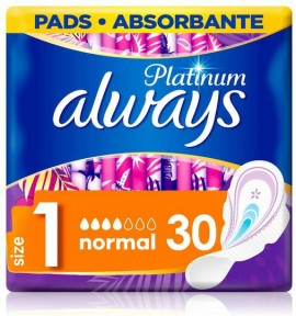 Always Platinum Normal Μέγεθος 1 Σερβιέτες με Φτερά 30 Τεμάχια