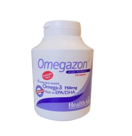 Health Aid Omegazon Συμπλήρωμα Διατροφής με Ωμέγα-3 Λιπαρά Οξέα για Καλή Λειτουργία της Καρδιάς & του Κυκλοφορικού 750mg 120 Κάψουλες
