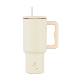 Estia Ποτήρι Θερμός με Καλαμάκι & Λαβή Straw Tumbler XL Save The Aegean Lily White 900ml